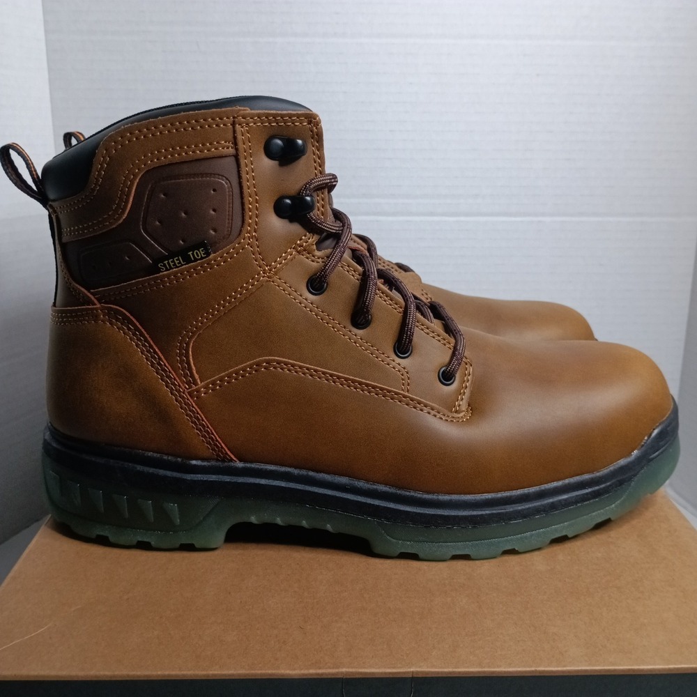 Brahma Men's Combustion 6" Steel Toe‎ Work Boots Comfortable Tan Size 10.5 US